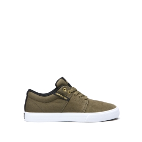 Tenis Bajos Supra STACKS II VULC Niños Verde Oliva/Negras/Blancas (MX-51905)